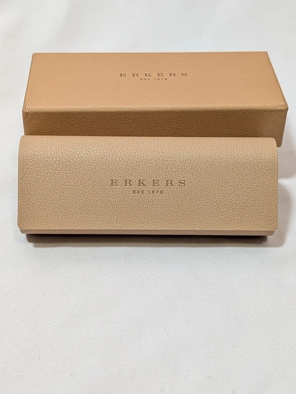 Erkers 1879 Tan Hard Eyeglasses Sunglasses Case with Original Box